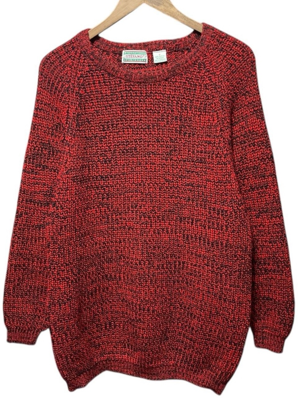 Vintage 80s 90s red blank black marled knit Stefano sportswear crewneck sweater